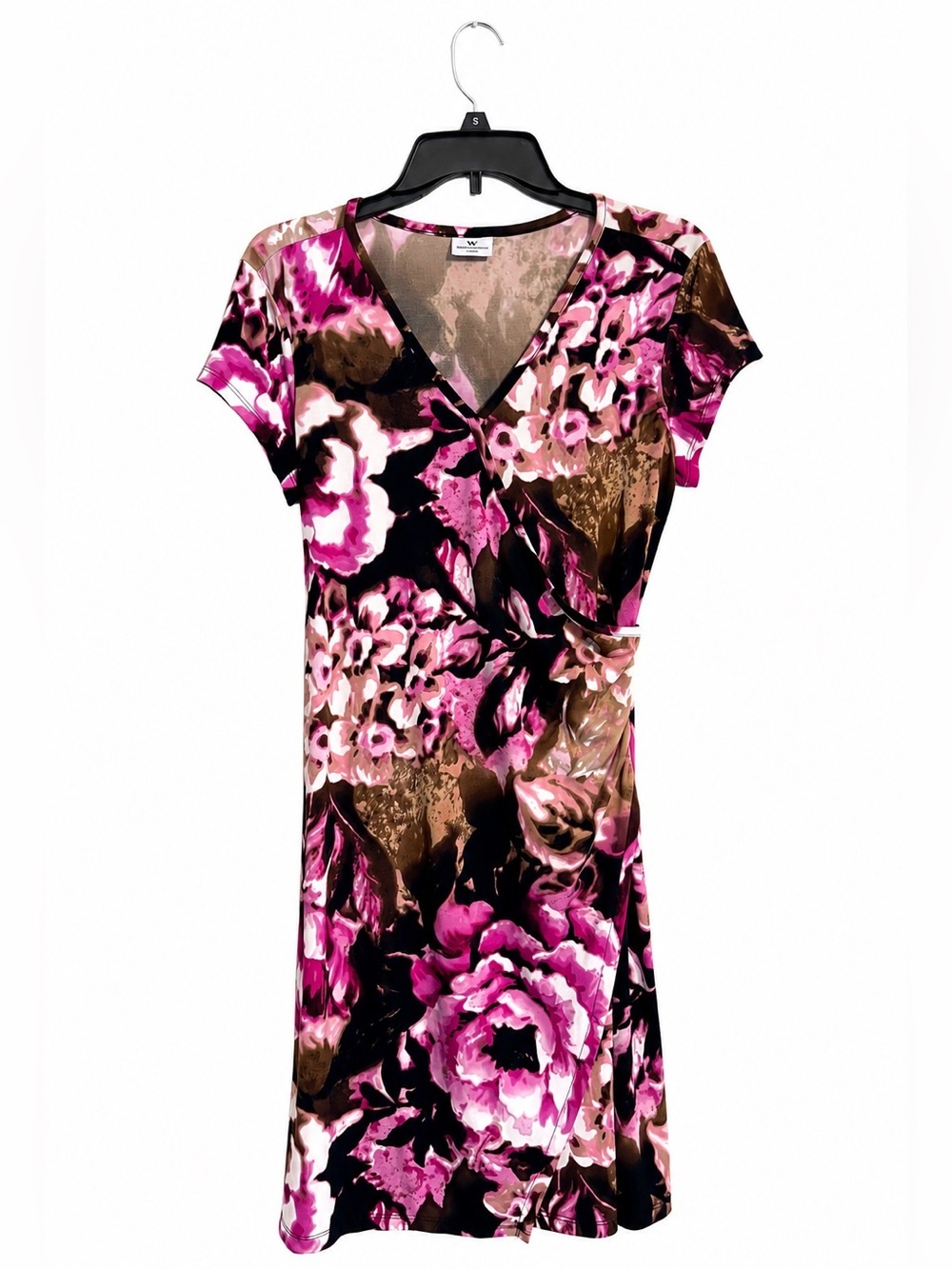 Worthington Faux Wrap Floral Dress – Women’s Small (No Size Tag) – Magenta Multi